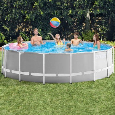 Round Prism Frame Above Ground Pool, 5 meters, with cartridge filter pump.