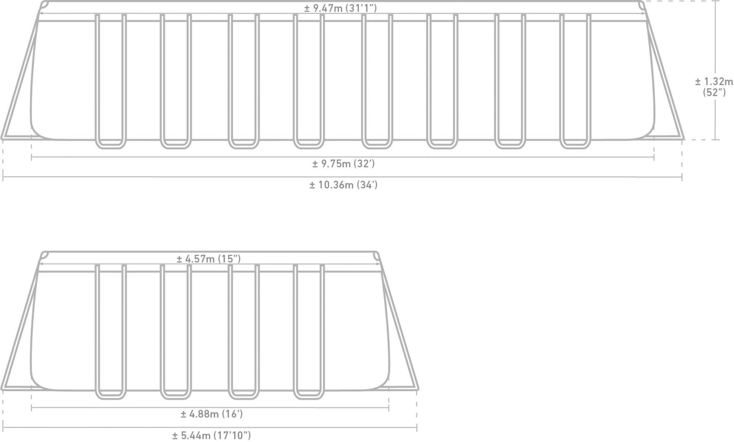 975 x 488 x 132 cm Kit Piscine Ultra XTR Frame Rectangulaire