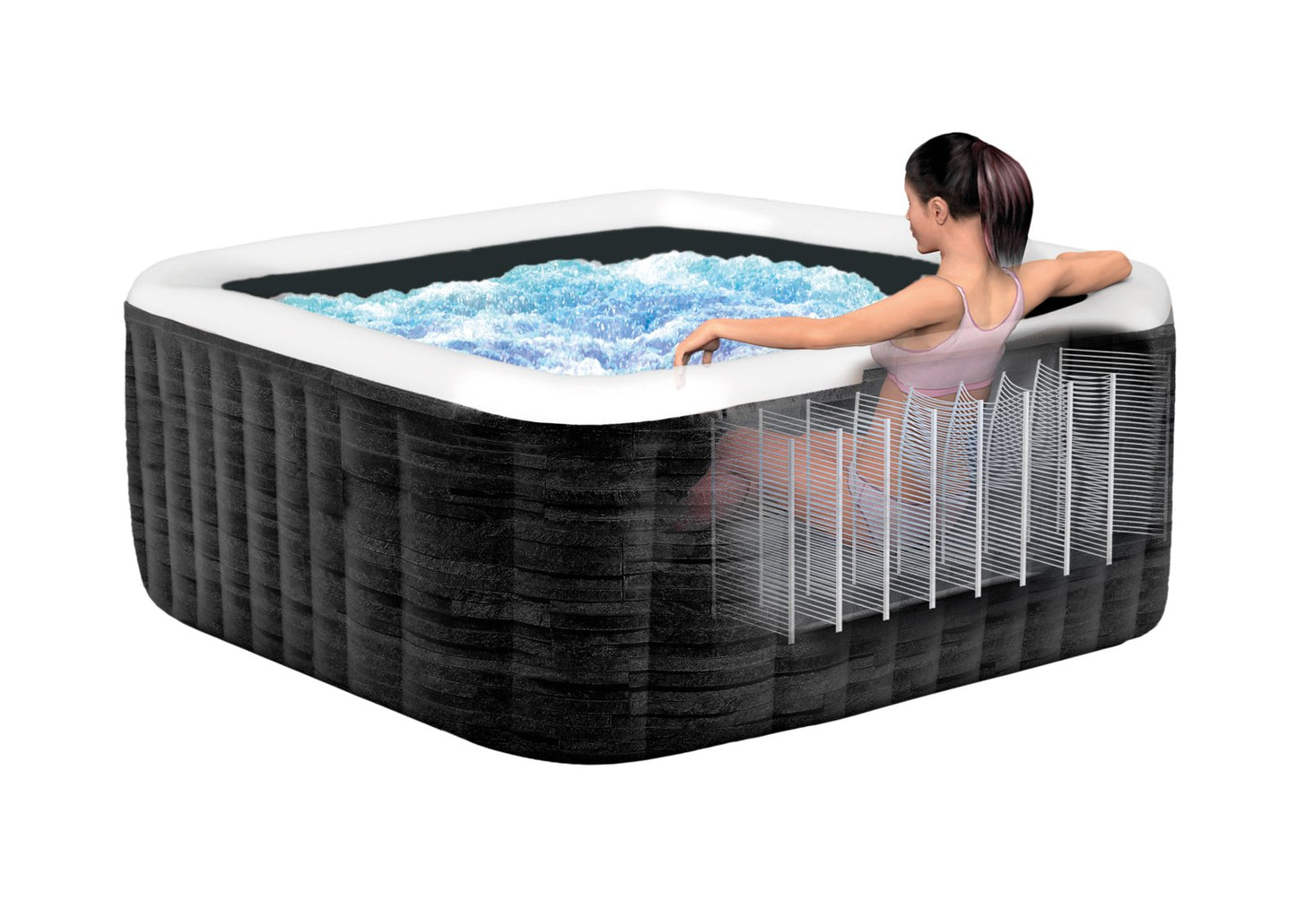 Bubble Massage Greystone Deluxe 6-Personnes Carré Ø 211 cm