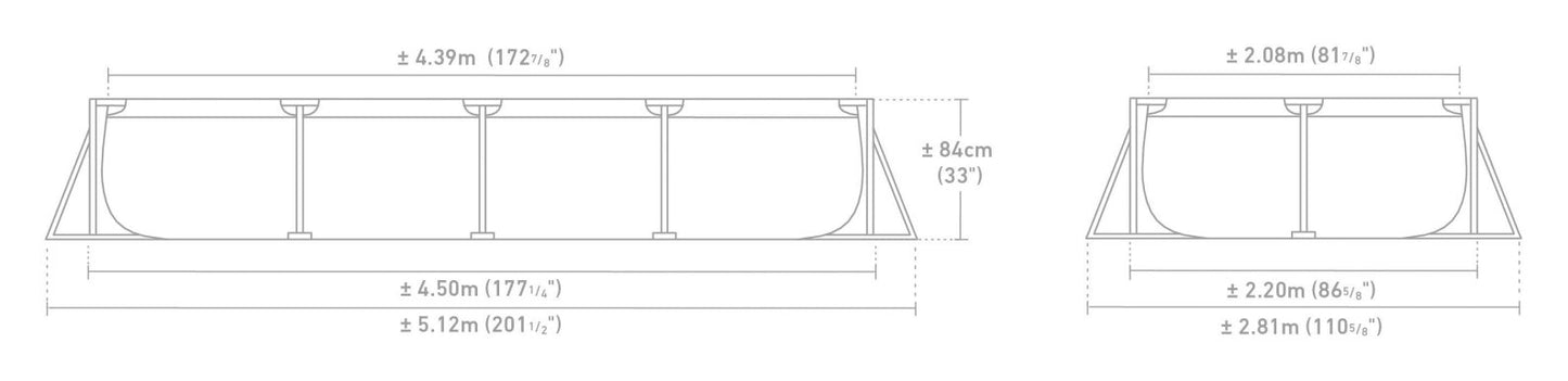 450 x 220 x 84 cm Piscine Rectangulaire Frame