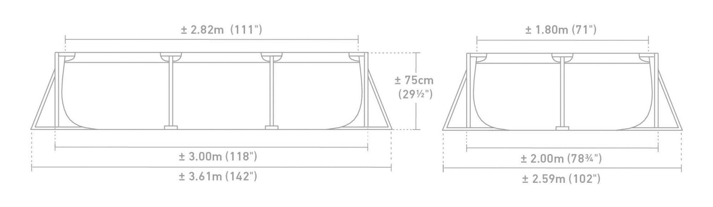 300 x 200 x 75 cm Piscine Rectangulaire Frame