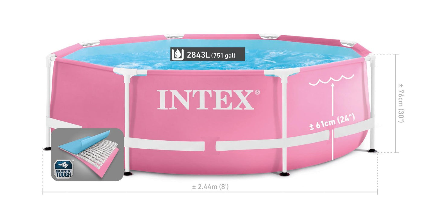 244 x 76 cm Kit Piscine Metal Frame Pink