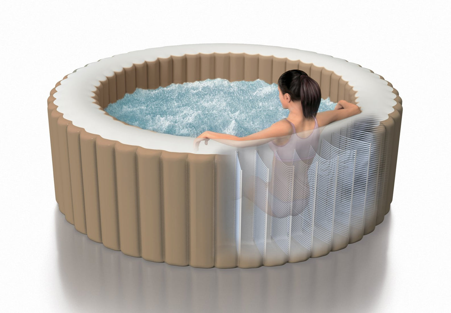 Bubble Massage 4-Personnes Ronde Ø 196 cm - Avec Bâche De Chauffage