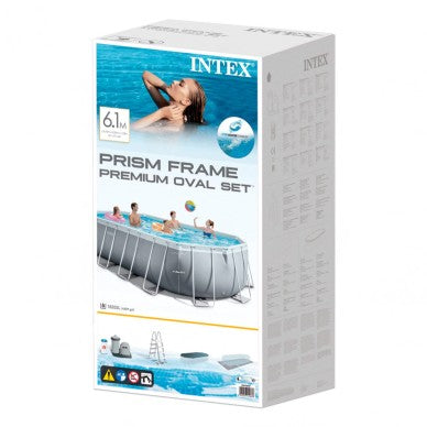 Oval Prism Frame Above Ground Pool by INTEX, 6 meters, with cartridge filter pump.