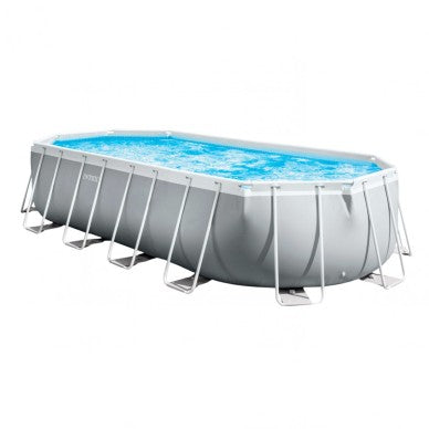 Oval Prism Frame Above Ground Pool by INTEX, 6 meters, with cartridge filter pump.