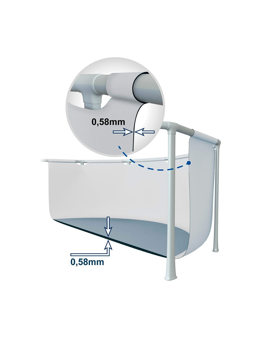 Rectangular Prism Frame Above Ground Pool, 4 meters, with filter pump.