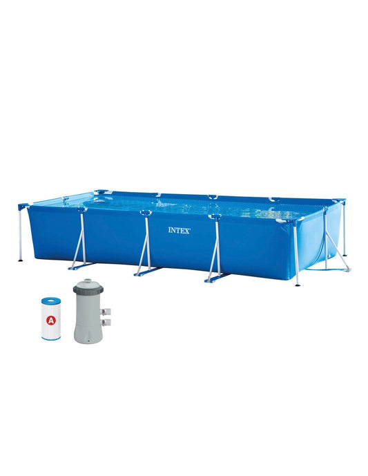 Rectangular Metal Frame Above Ground Pool by INTEX, 5 meters, with filter pump.