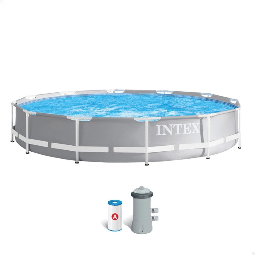 Round Prism Frame Above Ground Pool by INTEX, 4 meters, with filter pump.