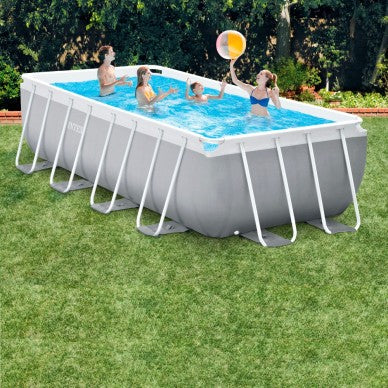 Rectangular Prism Frame Above Ground Pool by INTEX, 5 meters, with filter pump.