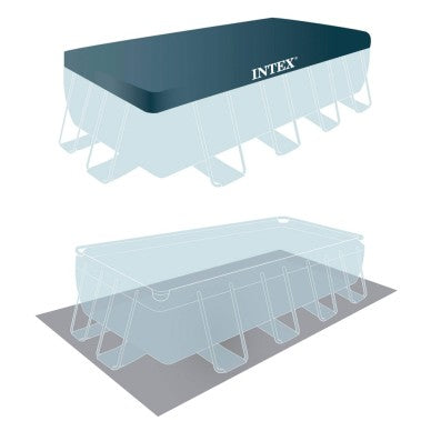 Rectangular Prism Frame Above Ground Pool by INTEX, 5 meters, with filter pump.